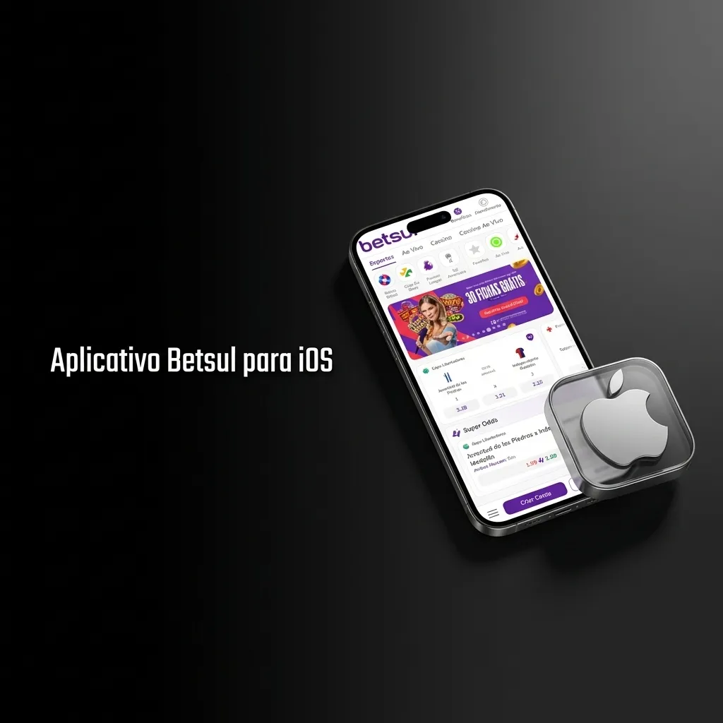 Tela de iPhone exibindo o app Betsul para iOS, com botão para instalar e acessar apostas esportivas e cassino