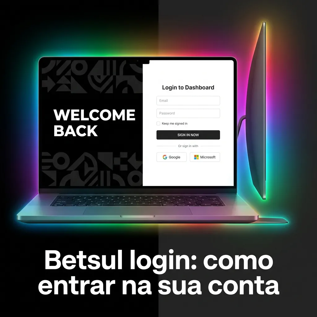 Tela de login do Betsul em computador e celular, com campos de e-mail, CPF, senha e botão de entrar em destaque