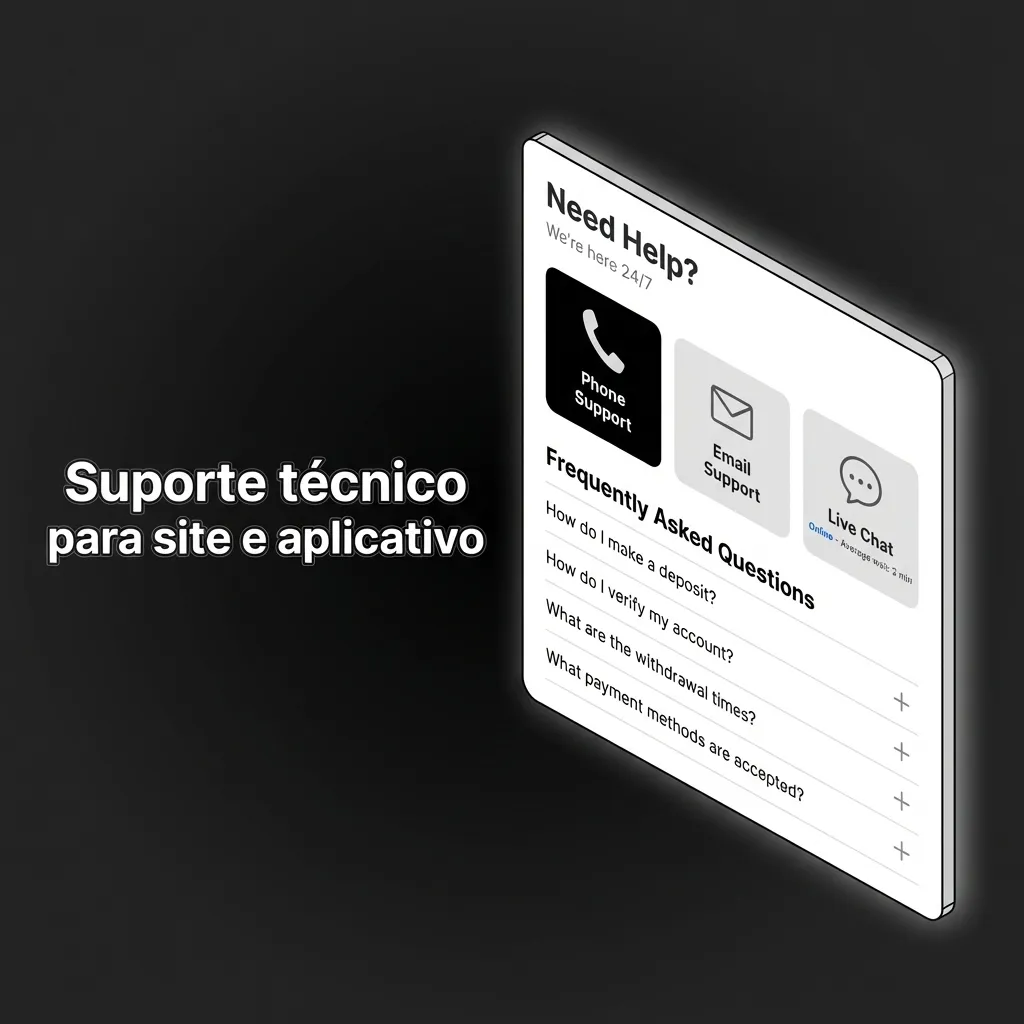 Ilustração de suporte técnico Betsul com chat ao vivo e e-mail ajudando em erros no site, app e jogos