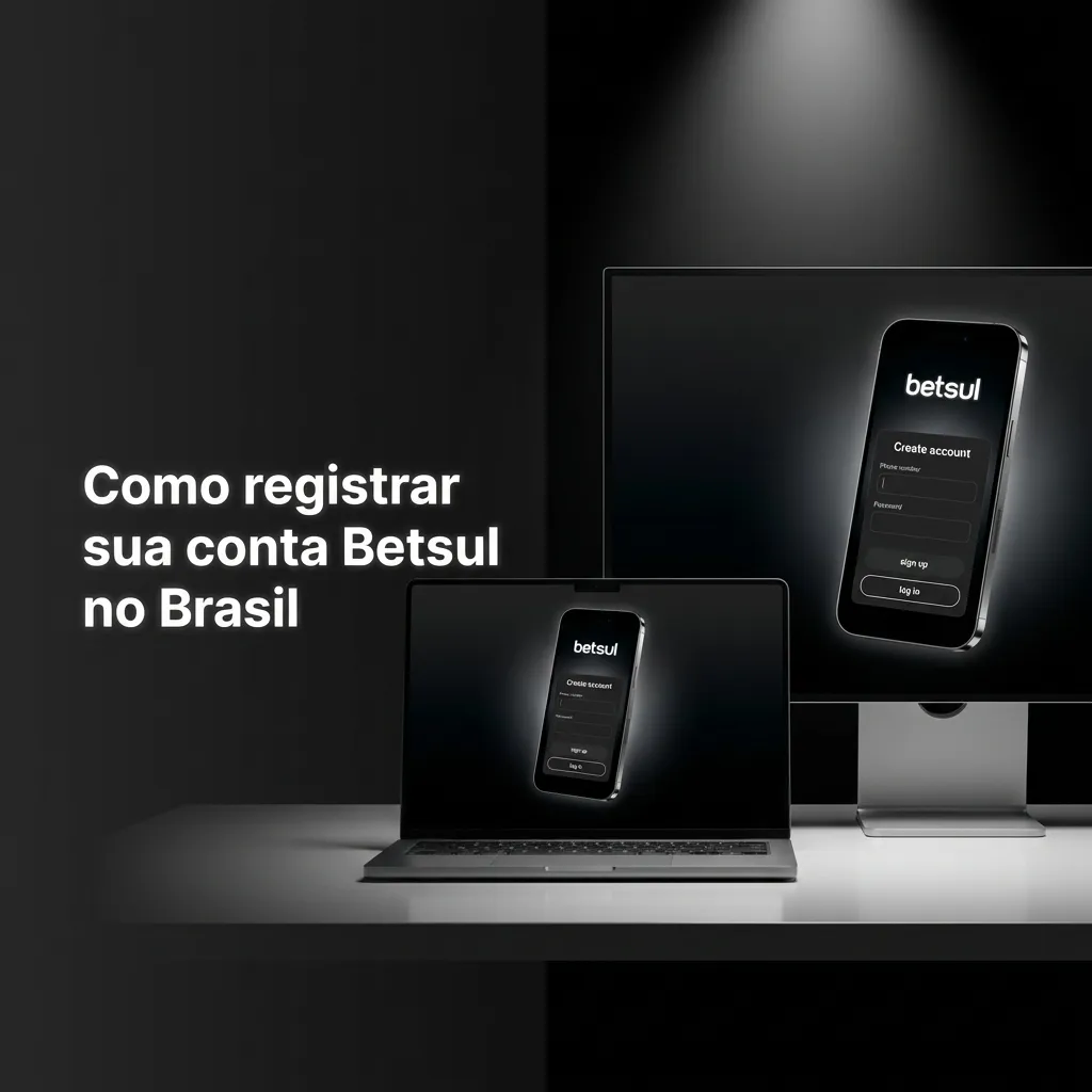 Passo a passo ilustrado em português mostrando como registrar uma nova conta no site de apostas Betsul no Brasil