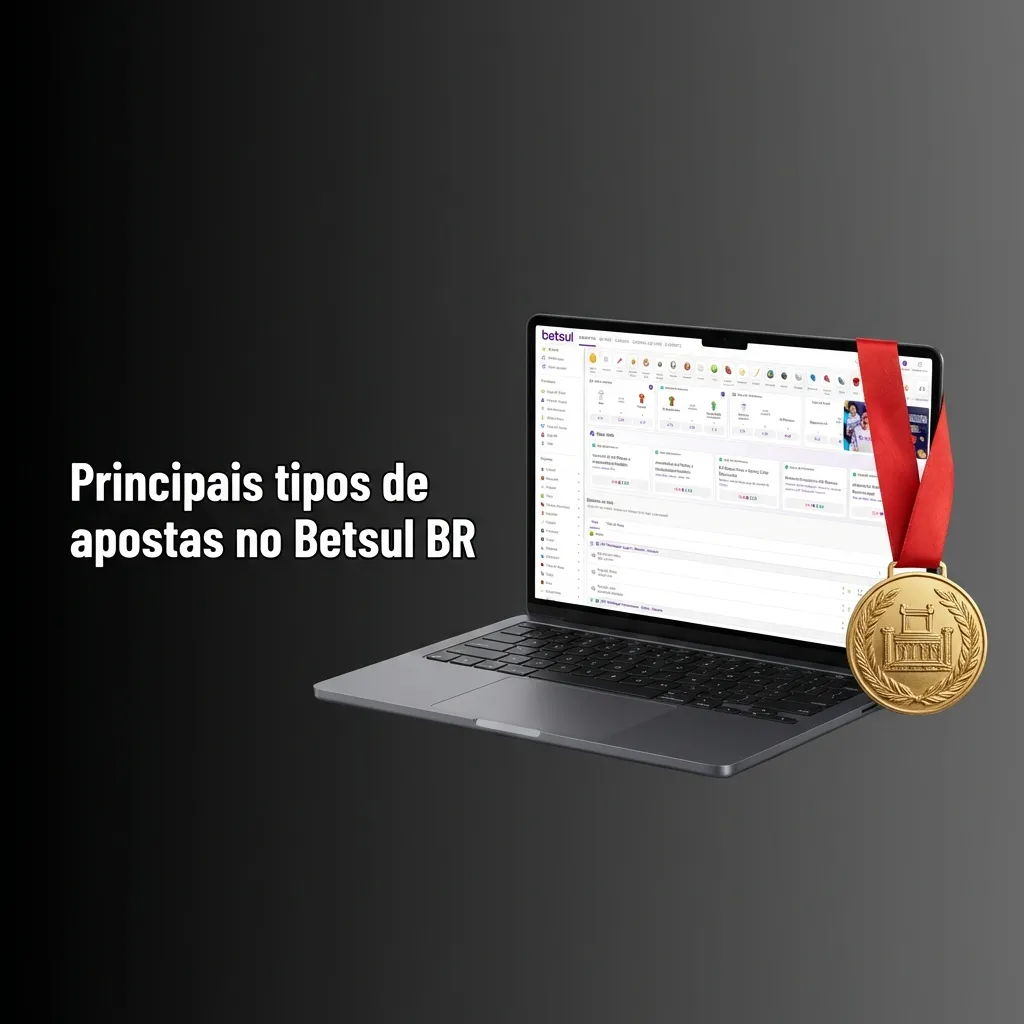 Infográfico em português explicando tipos de apostas esportivas Betsul: simples, múltipla, handicap asiático e totais